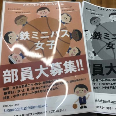 横浜市青葉区で活動している、女子ミニバスチームです。現在6年1名、5年1名、4年3人、低学年5名で活動中! バスケやってみたい女の子、ぜひ一度体験にお越し下さい!
