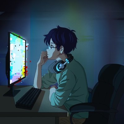Lofi anime girl is programming at a computer