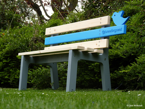 TweetingSeat is an interactive park bench that has been designed to connect physical and digital communities by tweeting photos of its users and the environment