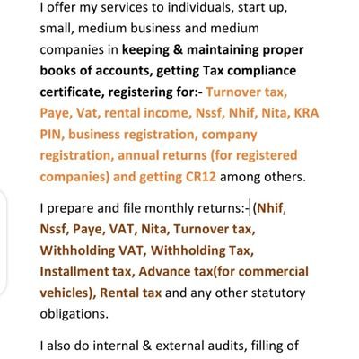KRA returns,Bookkeeping,Accounting, VAT,Turnover tax,Annual returns,QuickBooks