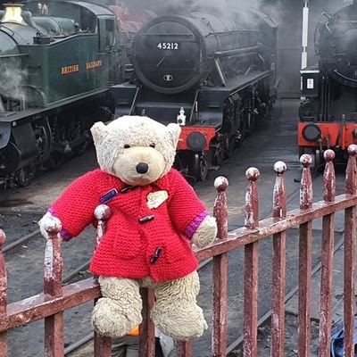 I am a teddy bear who is steam train mad and loves all things to do with railways. I also enjoy
days out preferably to steam railways or the seaside.