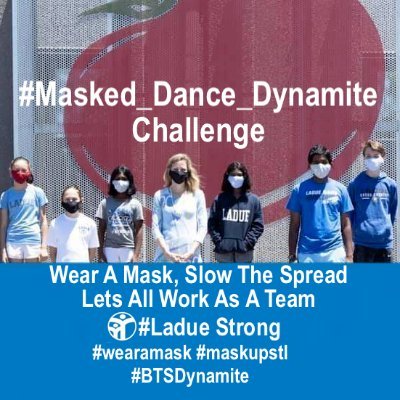Donated $9000 worth reusable masks.Raised $13600 for Operation Food Search- to heal hunger #Masked_Dance_Dynamite  #BTSDynamite We are #LadueStrong & #BTSARMY
