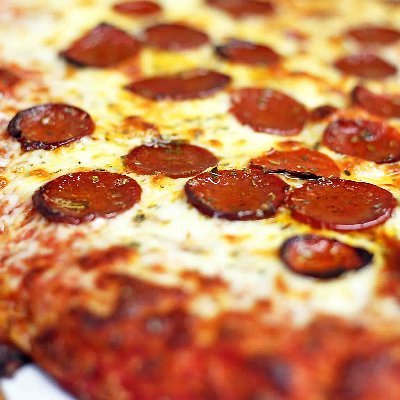 These smaller slices of pepperoni are turned up on the edges which are slightly burnt to provide a crisp bacon-like flavor.