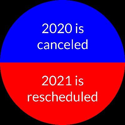 2021rescheduled's profile picture. Helping people with laughter & other good things to get through the pandemic. Please join at https://t.co/TwCtYAbjgE. (Formerly @2020canceled.)