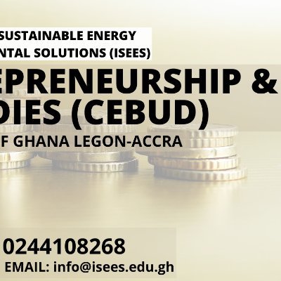 Cebudghana's profile picture. Center for Entrepreneurship and Sustainable Business Development (CEBUD) is a training, research and business advisory center that supports eco-entrepreneurs.