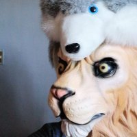 Un tipo con máscara de león y un gorro de husky(@DMHUSKMAN) 's Twitter Profile Photo