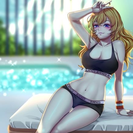 The Busty Blond Bombshell from team RWBY looking to have fun with all the ladies of remnant