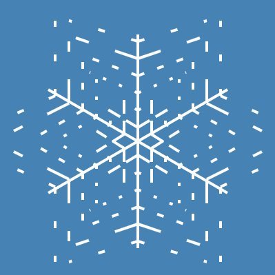 Procedurally generated snowflakes. Made with Tracery and Cheap Bots, Done Quick! Made by @enricapr, @ to get your own personal snowflake.