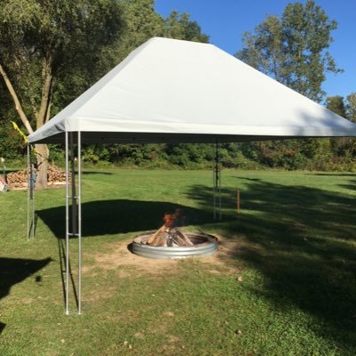 Campfire Canopy is the first patented fire shelter that allows you to sit around your campfire during rain, sleet, snow, even the blistering sun.