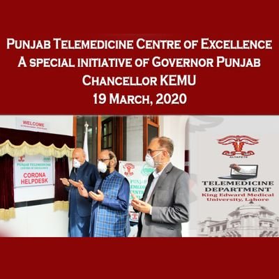 Punjab TeleMedicine Centre of Excellence
A Special initiative of Governor /Chancellor, Ch.Muhammad Sarwar, King Edward Medical Univirsity Lahore.