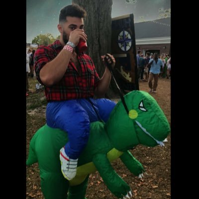 Not a prince on a horse, just a dude on a dinosaur