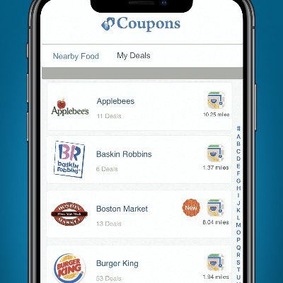 Food Coupons and Restaurant Deals App for iOS and Android

Install our App to see all these coupons and many more!
