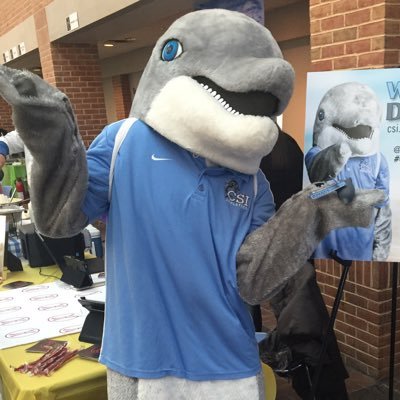 Danny The Dolphin is the mascot for the College of Staten Island. He has been active in both athletic events and college wide events.