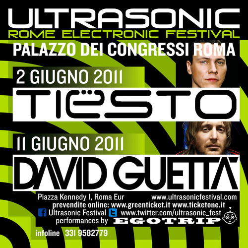 The best electronic frequencies HERE and NOW, featuring the Dj stars of the moment: TIËSTO and DAVID GUETTA! June 2011, in Rome. JOIN US! Info +39 331 9582779