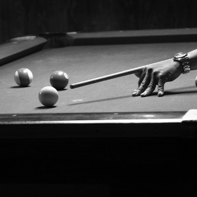 Hitting balls into the rail. One shot at a time.