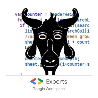 @GoogleDevExpert in #GoogleAppsScript #GoogleWorkspace
Google Apps Script fanatic.
Google Workspace Igor.
Google Sheets groupie.

Coding goat.