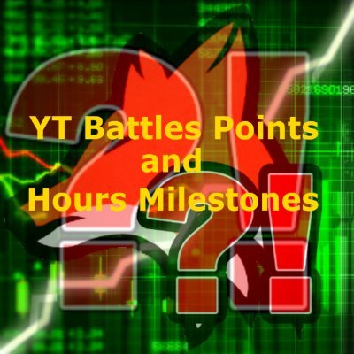 YT Battles points and hours milestones! :0
Accounts i own: @ProGamerPIayer @WebsiteCrashes @YT_Statistics @InfoEarthquakes

Follow me or i 100% legit sue!!1