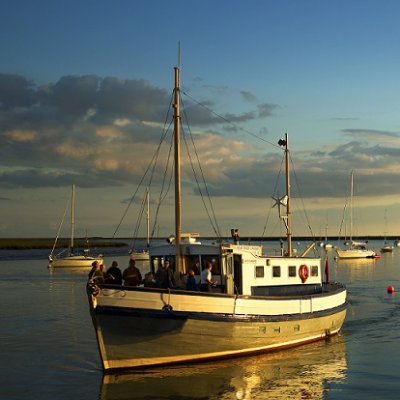 Breakfast, Lunch, Supper & Dinner cruises onboard a National Historic wooden ship cruising ALL YEAR ROUND from Orford, Suffolk