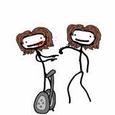 Sam punching Sam on a segway