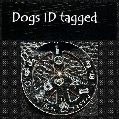 I hand stamp metal tags, making these simple dog ID tags & charms (& for kitty's too!) Please check our website - the happening place to get tags for your pets.