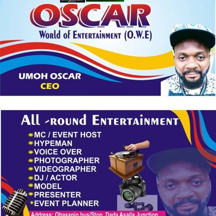 M.C
hypeman
actor
Singer
rapper
songwriter
voice over
graphics designer
Liverpool and real Madrid
Vbank- 1011787435,
wemAlat- 0268505039