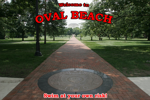 Welcome to Oval Beach, the hottest spot in all of the University District. We all know that the Oval turns into a beach during the spring. Oval Beach lives on!