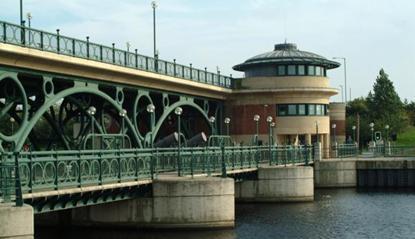 Barrage across the River Tees in the North East of England. Popular venue for kayaking, rowing, and many other water sports. Training camp for the Olympics 2012