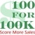 The 100 for 100K program was created to help 100 small business owners, entrepreneurs, and sales professionals make $100,000 in revenues (or ADD another $100K