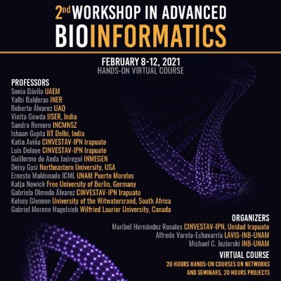 Official account for the 2nd Workshop in Advanced Bioinformatics organized by Cinvestav Irapuato, Institute of Neurobiology UNAM, and the @RBioinformatica