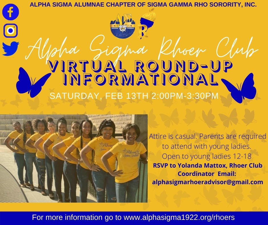 Sisters Forever, Sisters for always! As long as we're Rhoers, Sisters we'll be! IG: AlphaSigmaRhoers
Snapchat: Indy Rhoers
 Sigma Gamma Rho Affiliate