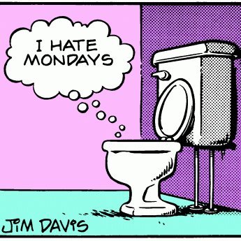 new viral Twitter account: every Garfield strip but the last panel is a thinking toilet... run by @nickjramirez check out our podcast @hungrycatdaily
