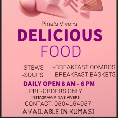 *Food baskets
*Stews
*Soups
Pre orders only, 24hrs-48hrs
8am to 6pm
Contact us
0504154057