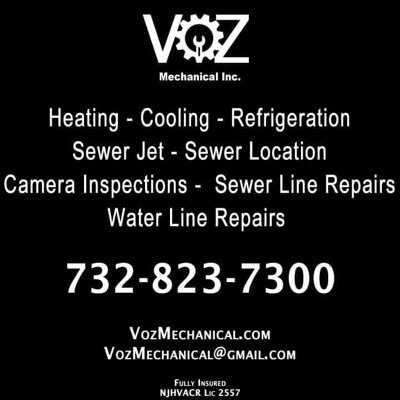 Voz Mechanical - 732-823-7300 - HVAC/R - Sewer Camera - Sewer Jetting - Sewer Locating - Water Services - 707 Old Burnt Tavern Road, Brick, NJ 08724