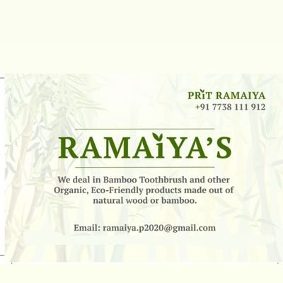 Ramaiyas2's profile picture. We sell eco friendly products like.Bamboo toothbrush,Bamboo earbuds,Bamboo tounge cleaner,Neem wood comb,etc🎍🐼🦷
instagram- @ramaiyas_eco