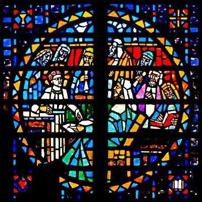 Carl Huneke was a stained glass artist and master craftsman. He made over 1200 stained glass windows in about 75 churches mostly in Northern California.