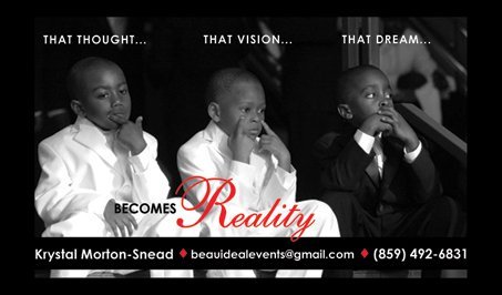 Krystal Morton-Snead is the Creative Director of Beau Ideal Events. We Create trendy, innovative and elegant events, designed with you in mind!