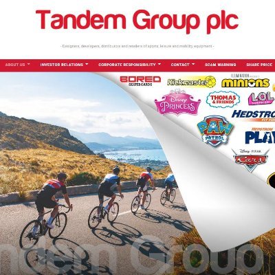Tandem Group plc is a designer, developer, distributor and retailer of toy, sports, leisure, cycling and mobility products.
