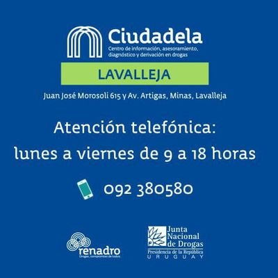 Dispositivo de atención en consumo problemático de sustancias psicoactivas en Lavalleja.
📞092 380 580
A las órdenes ante cualquier consulta!