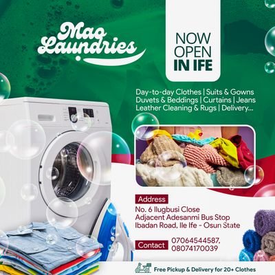 Topnotch Laundry services.
For bookings call or text 08074170039 or 07064544587.