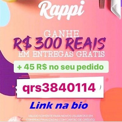 Rappi Cupom: qrs3840114
RecargaPay Cupom: matr698
99 Cupom: BR6E2332
Ifood Cupom: P8N9N9SMWB
Uber Cupom: vx453h