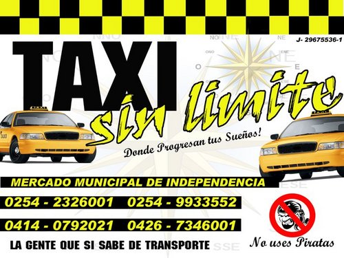 Servicio de taxis las 24 horas los 365 dias del año tlf.0254-2326001  0414 0792021 presidente 0414 9513428