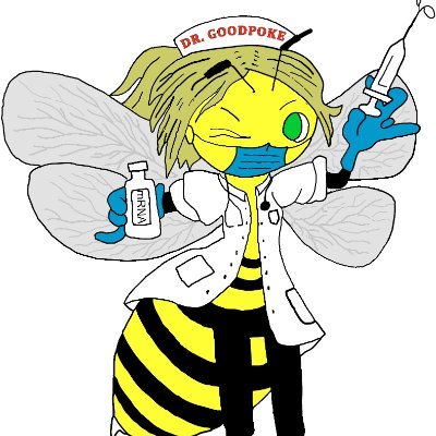 Dr Goodpoke, our vBee character, created to promote vaccinations and fundraise for American and Canadian Nurses. #SupportHealthcareHeroes #GetPoked