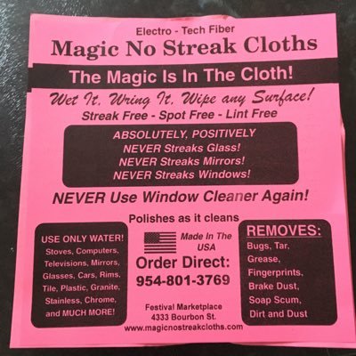 No chemicals just water streak free spot free lint free washable. The best thing to clean mirrors and windows