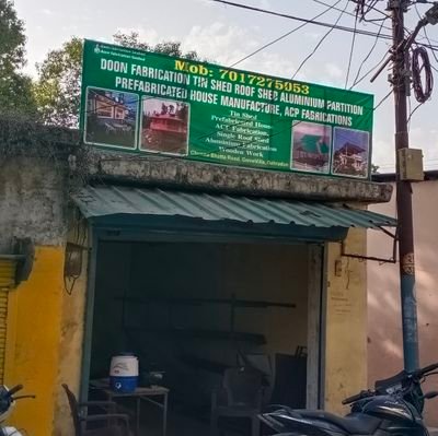 doon fabrication tin shed roof shed aluminium partition prefabricated house manufacture.acp fabrication