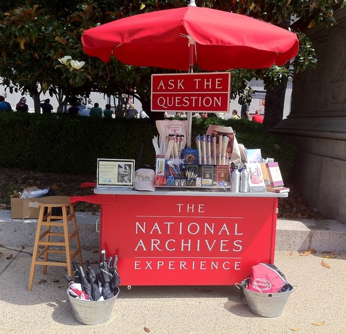 Welcome to the National Archives! Here to help while you're in line-- and feel free to shop! (Proceeds support NAE & educational programming at the Archives)