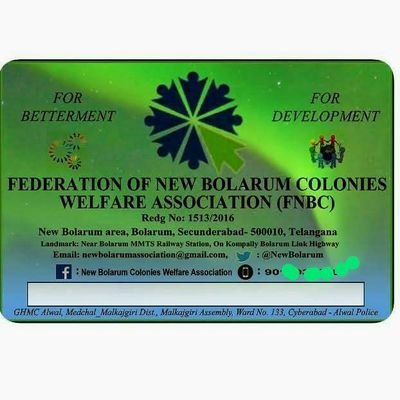 Federation of @NewBolarum Colonies - FNBCWA & Federation of Northern Hyderabad Colonies_RWAs - FNHC. #GHMC-Alwal #SCB-W8 #MC-KOM #MC-GDPL #MC-MED