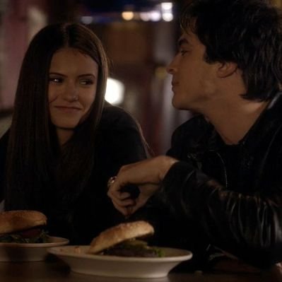 elena gilbert and damon salvatore from 'the vampire diaries' books and tv series