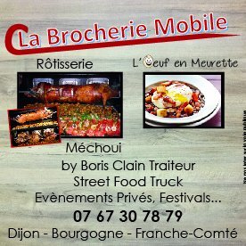 La Brocherie Mobile Dijon, c'est un tourne broche méchoui géant mobile, pour vous servir de vrais plats (Viandes, Légumes, Sauces)