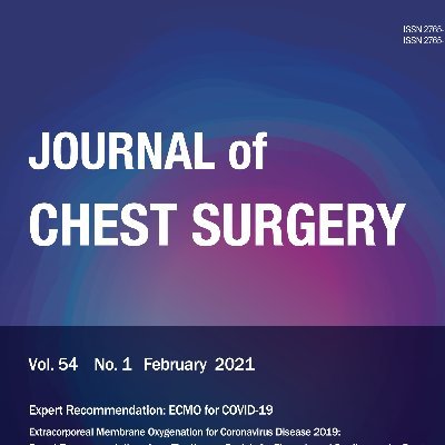Journal of Chest Surgery Official Twitter page
#journalofchestsurgery
#JChestsurg
#cardiovascularsurgery
#thoracicsurgery
#lungcancer
#heart