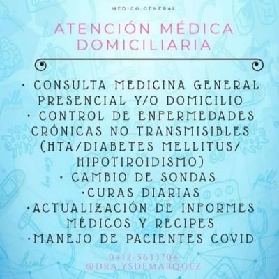 Médico General
https://t.co/ef8srSn0zp postgrado Ginecología y Obstetricia Cruz Roja Venezolana
Médico de Atención Médica Domiciliaria
Manejo de Paciente Covid Moderado a
